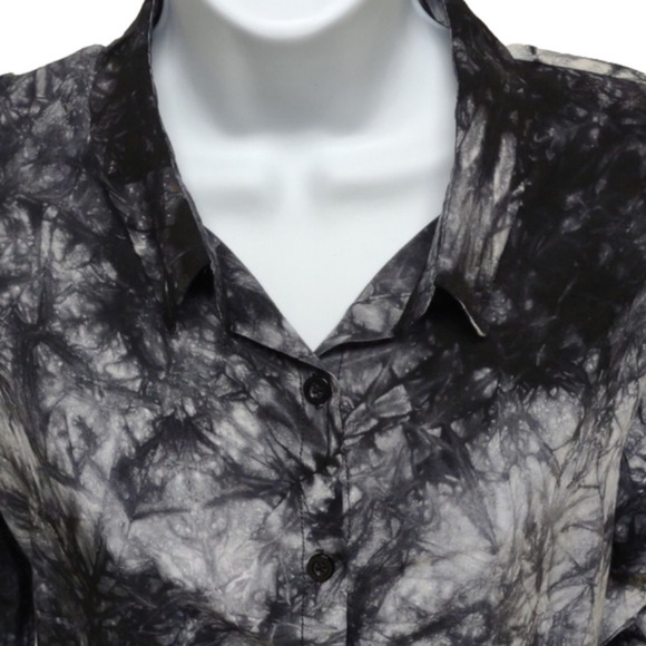 Missguided black abstract 3/4 sleeves button down tunic, size 0 - Picture 3 of 11